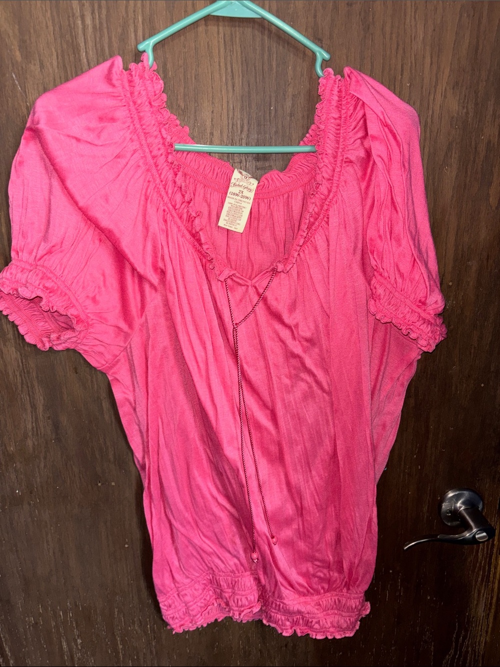 Faded Glory Hot Pink Peasant Blouse - Picture 6 of 12